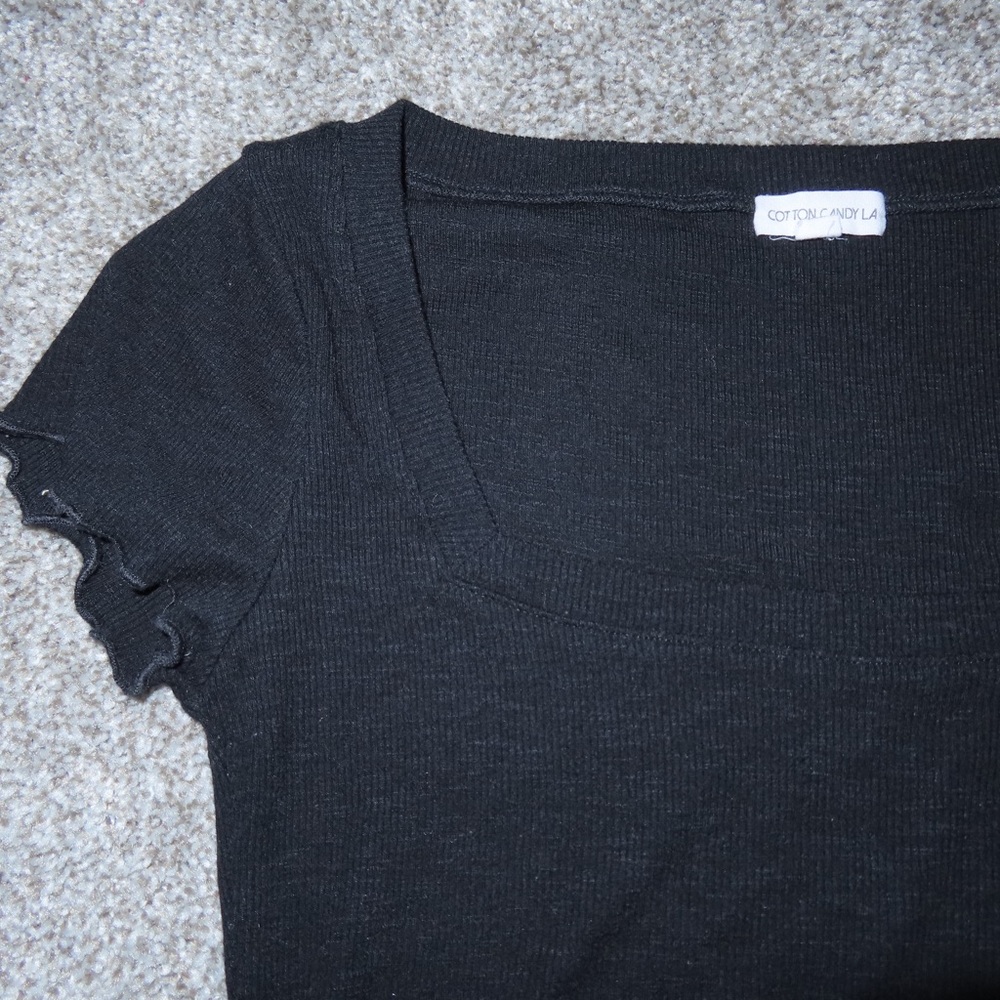 Black Ruffle Sleeve Top - Picture 2 of 4